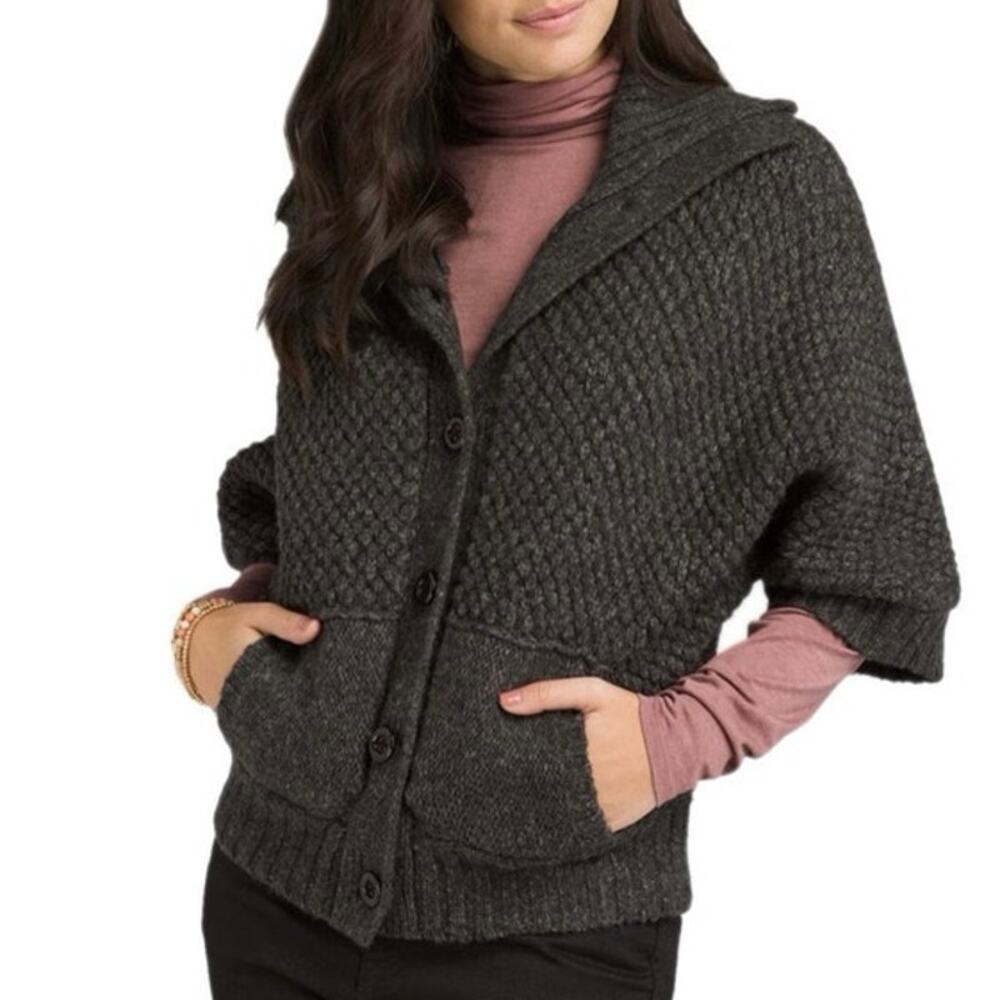 Prana Organic Gray Cotton Wool Blend Dolman Cardigan Size XS